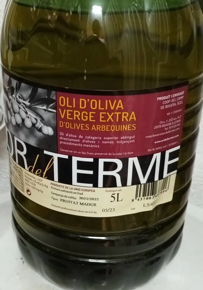 Oli d'oliva verge extra d'olives arbequines