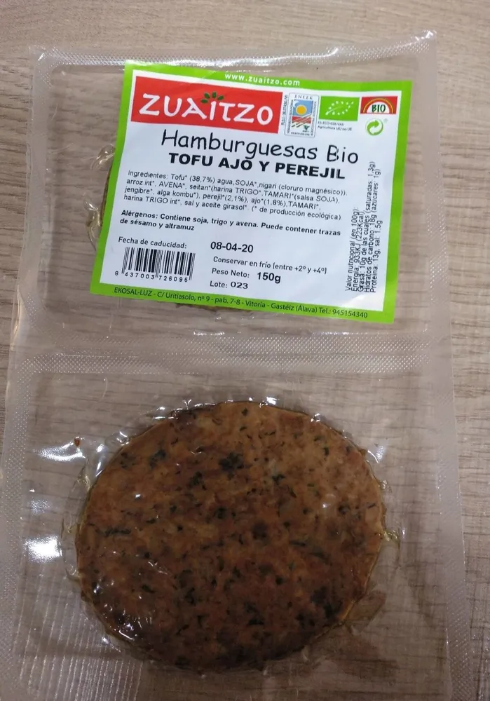 Hamburguesas bio tofu, ajo y perejil