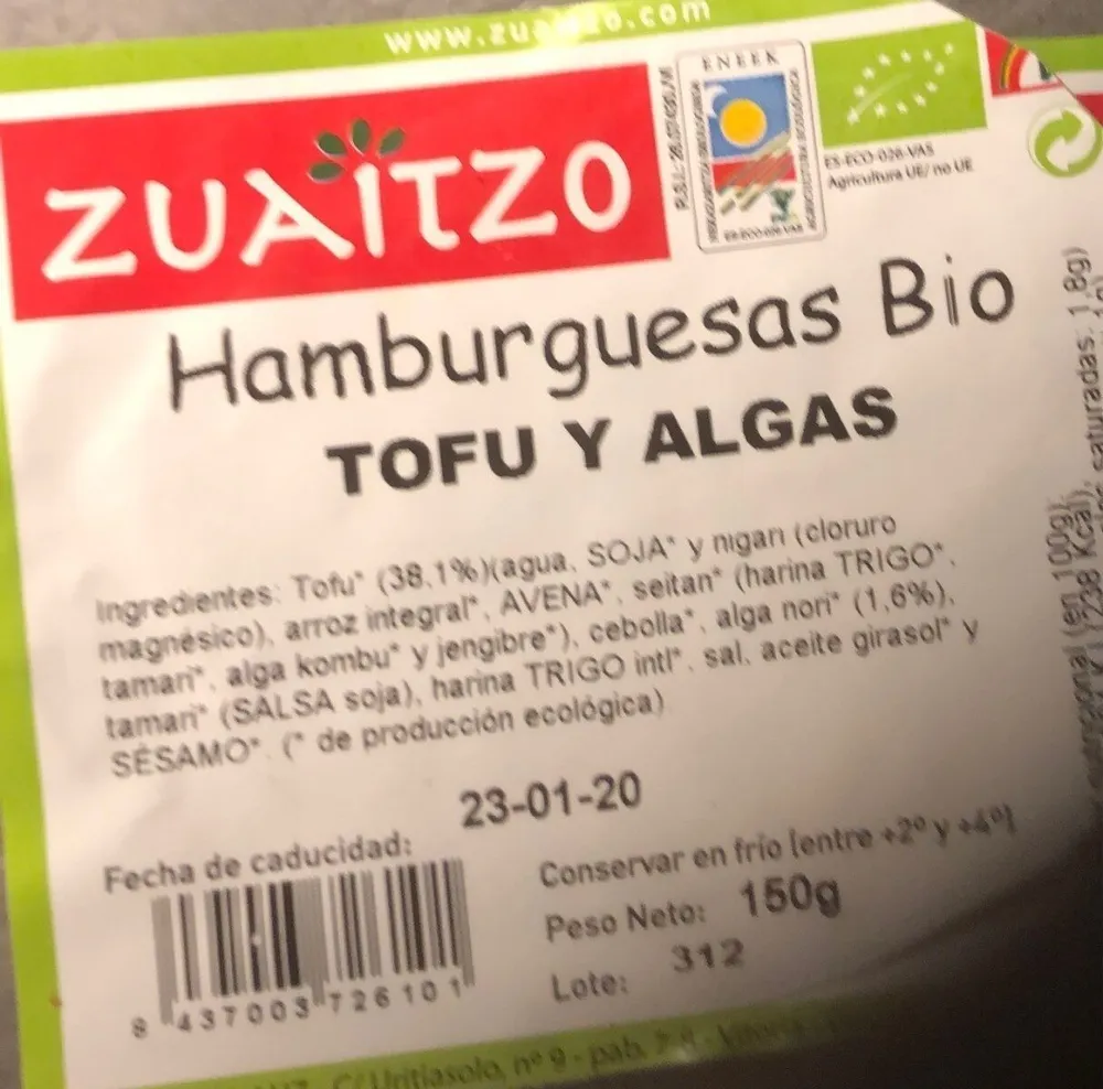 Hambueguesa bio tofu y algas
