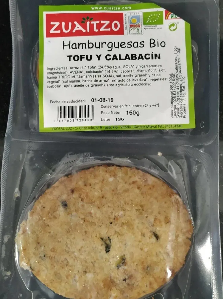 Hamburguesas Bio Tofu y calabacín