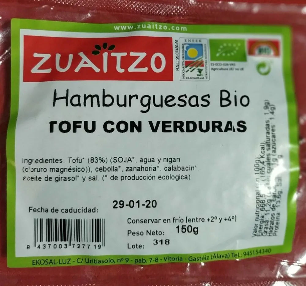 Vegeburger Bio Tifus con Verduraa