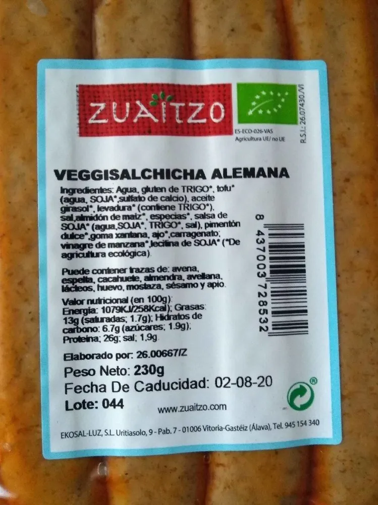Veggisalchicha alemana