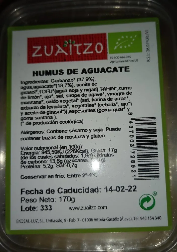 Humus de aguacate