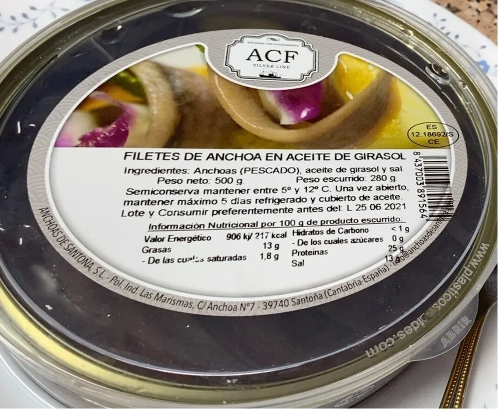 Filetes de anchoa en aceite de girasol