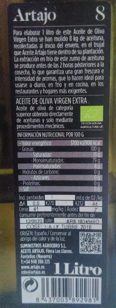 Aceite 8 Arbequina Bio