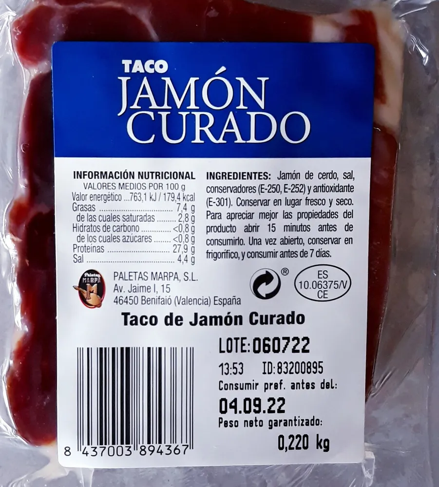 Taco de Jamón curado