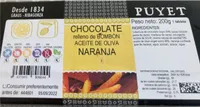 Chocolate relleno de bombón con aceite de oliva y naranja