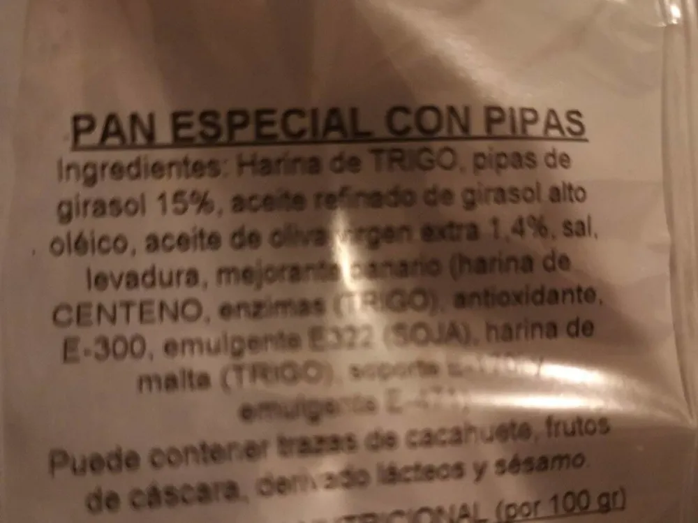 Pan especial con pipas