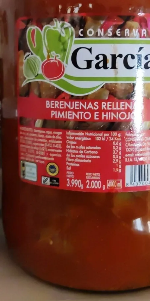 Berenjenas rellenas pimiento e hinojo