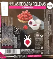 Perlas de cabra rellenas de frambuesa