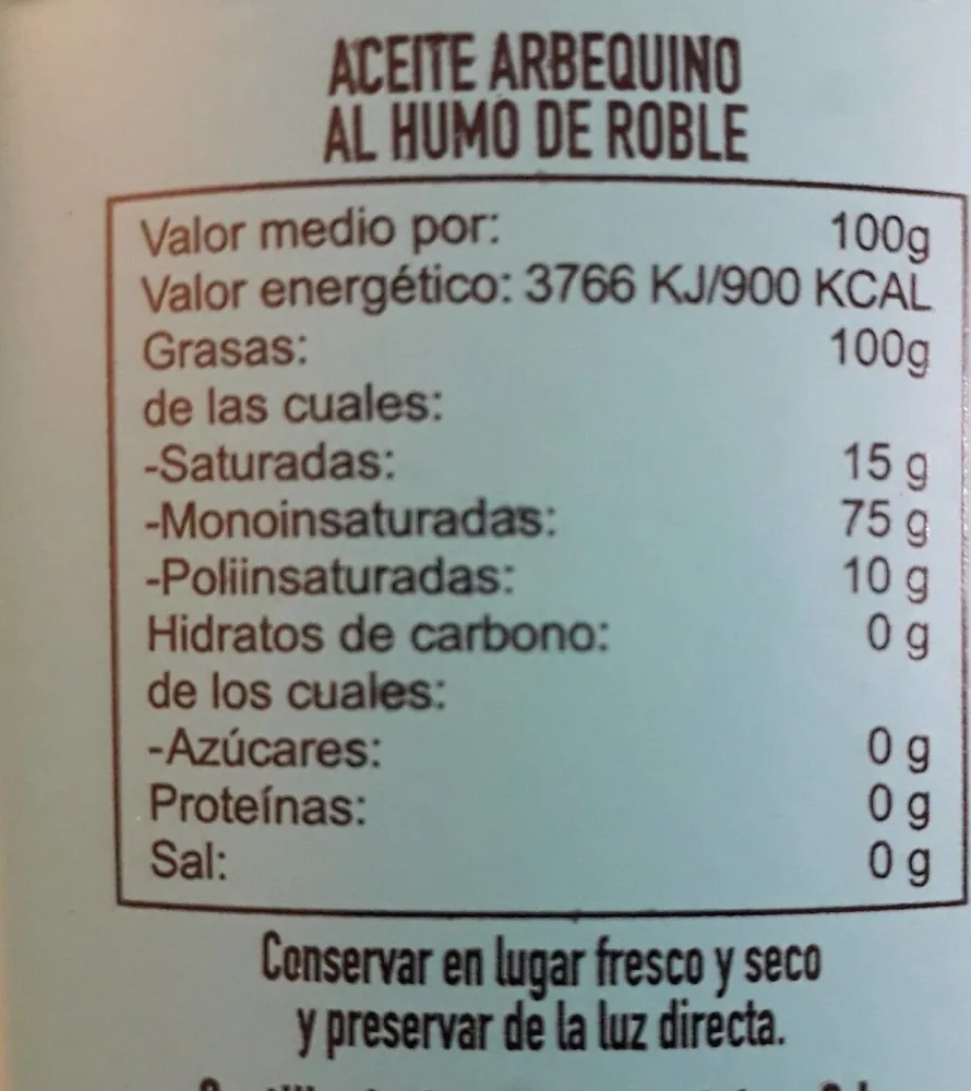 Aceite arbequino al humo de roble