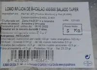 Bacalao lomo ración salado taper