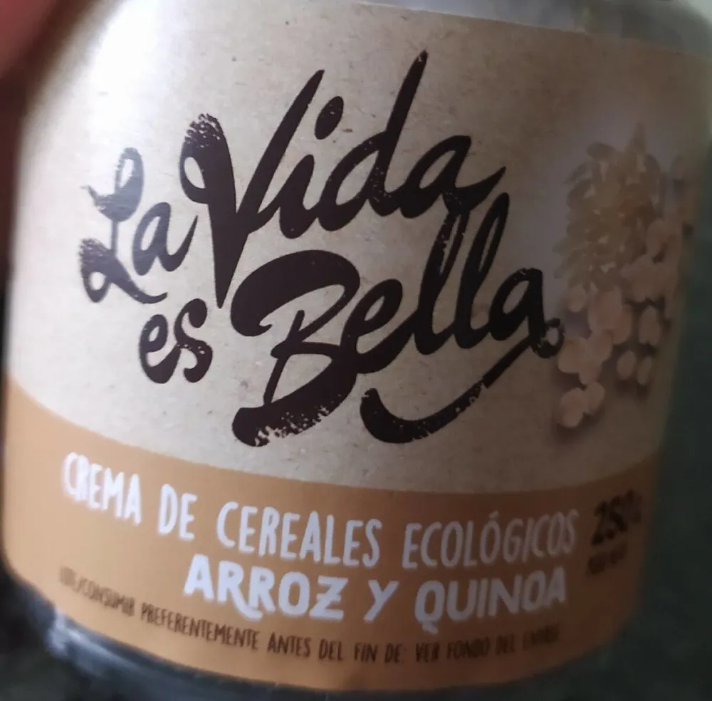 Crema de cereales ecológicos de arroz y quinoa