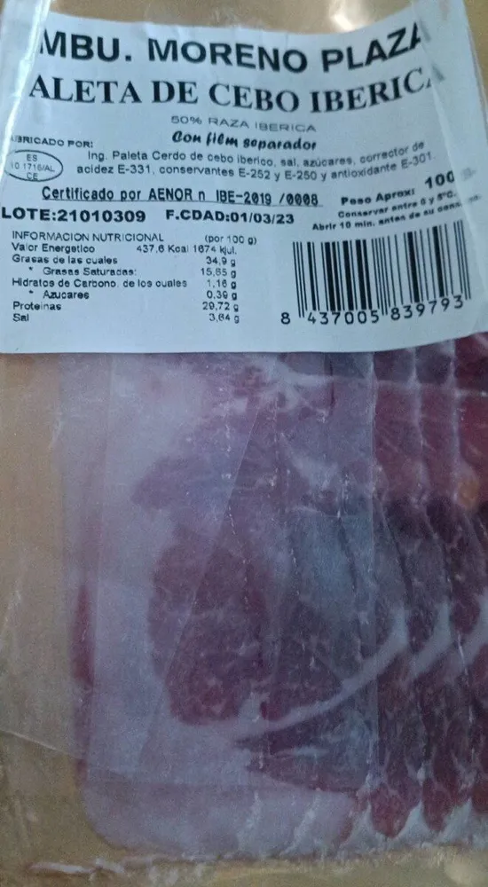 Paleta de cebo iberico