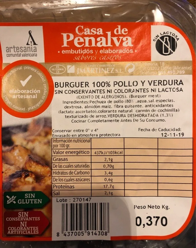 Burguer 100% pollo y verdura