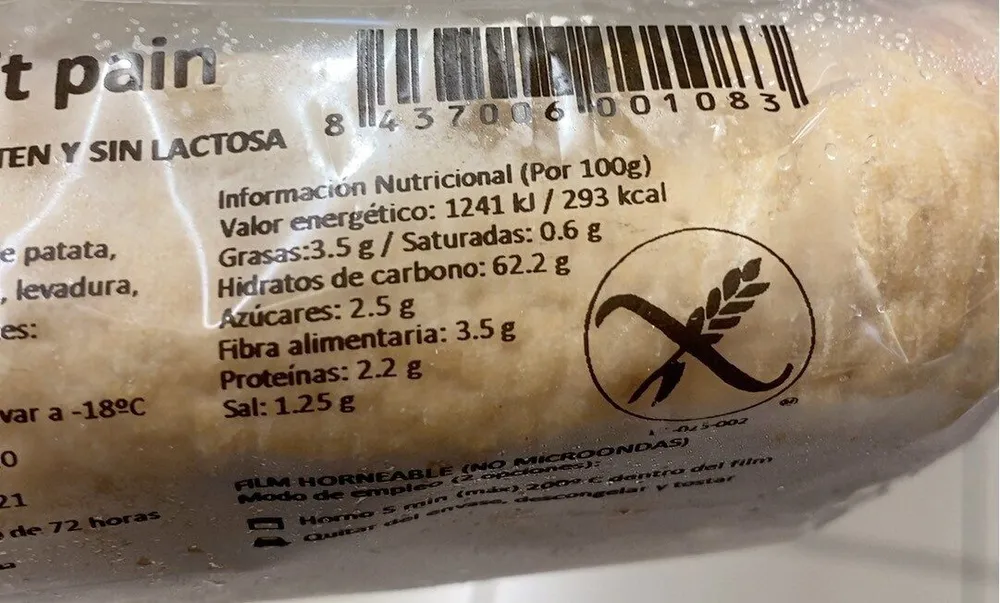 Pan sin gluten y sin lactosa