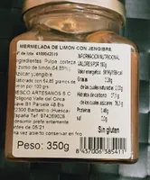 Mermelada limón con jengibre
