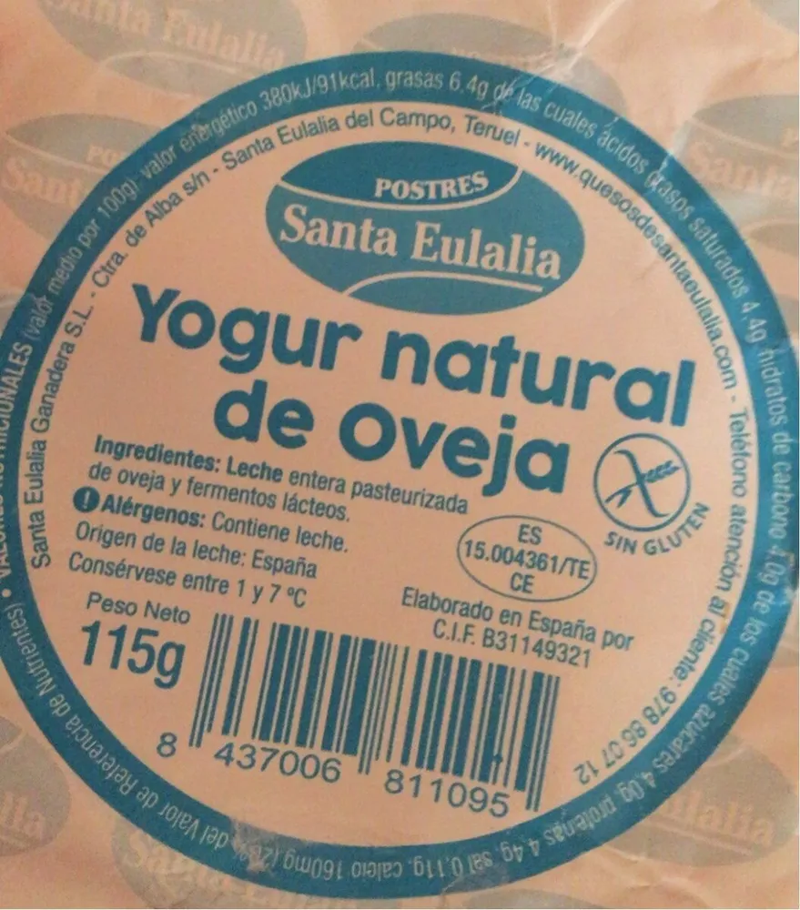 Yogur natural de oveja