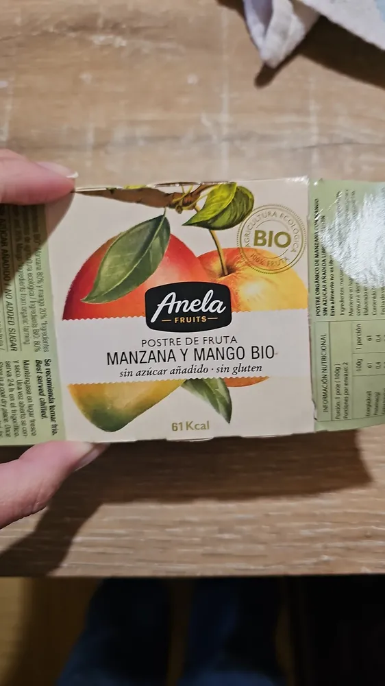 POSTRE DE FRUTA MANZANA Y MANGO BIO