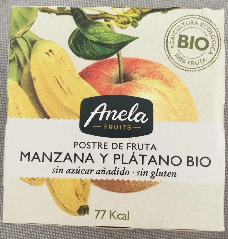 Postre de fruta MANZANA Y PLÁTANO BIO