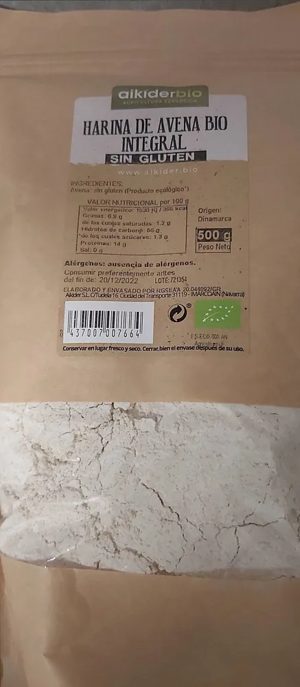 Harina de avena bio integral