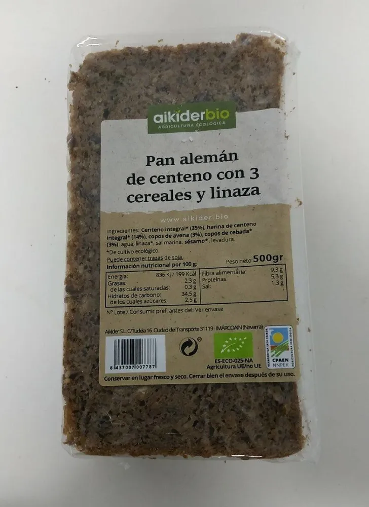 Pan alemán de centeno con 3 cereales y linaza