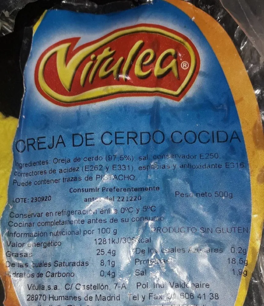Oreja cerdo cocida
