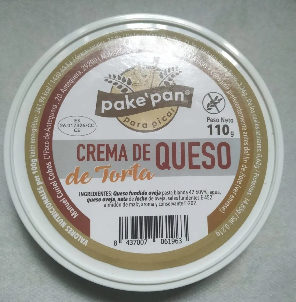 Crema de queso de torta