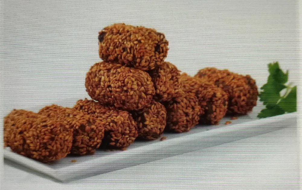 Croquetas de espinacas, nueces, pasas y semillas de lino