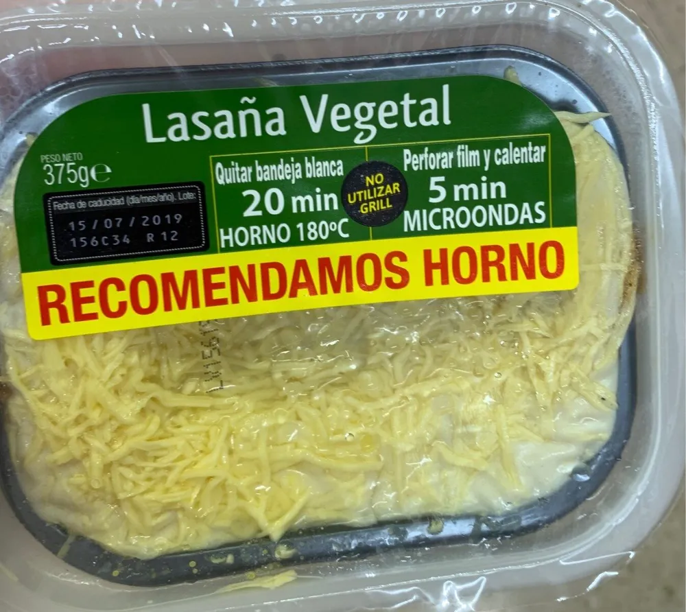 Lasaña vegetal