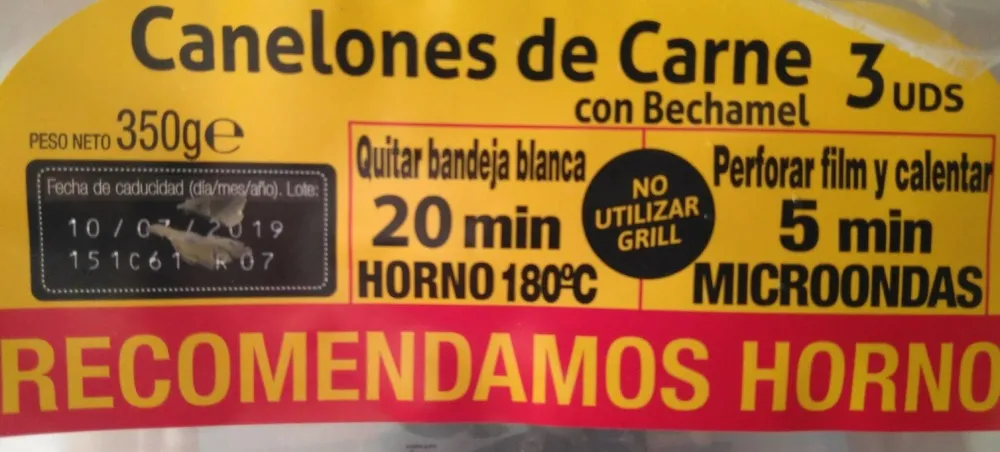 Canelones de carne