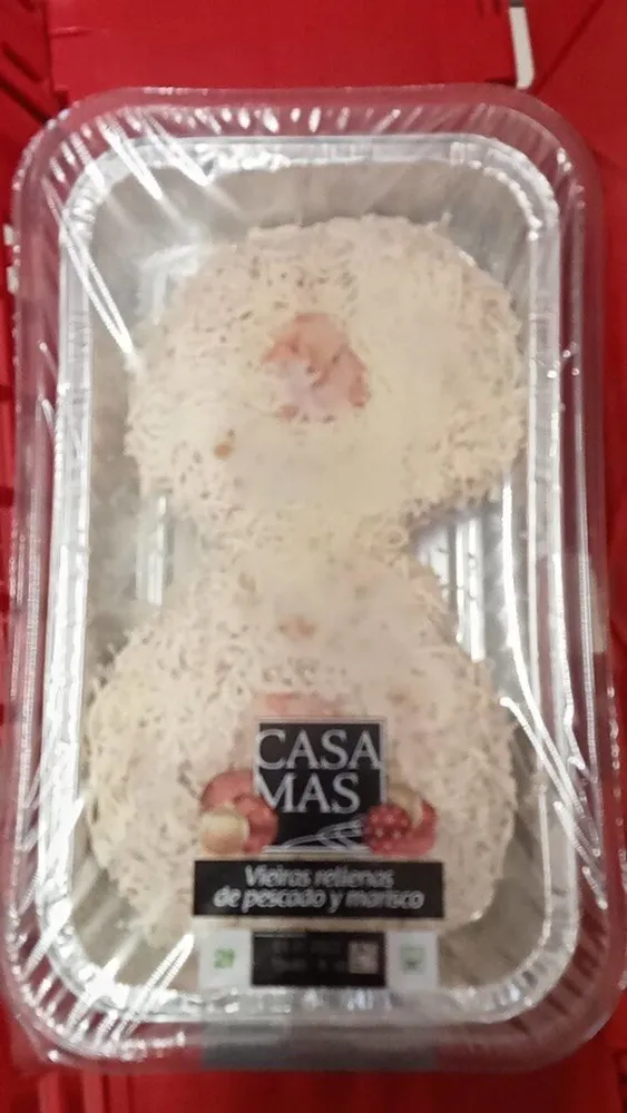 Vieiras rellenas de pescado y marisco