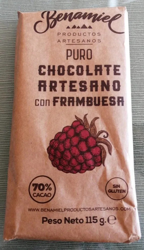 Chocolate artesano con frambuesa