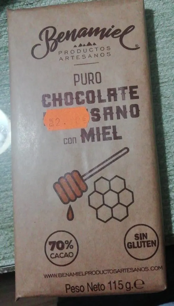 Chocolate puro artesano con miel