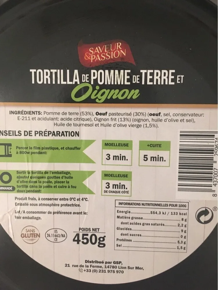 Tortilla de pomme de terre et oignon