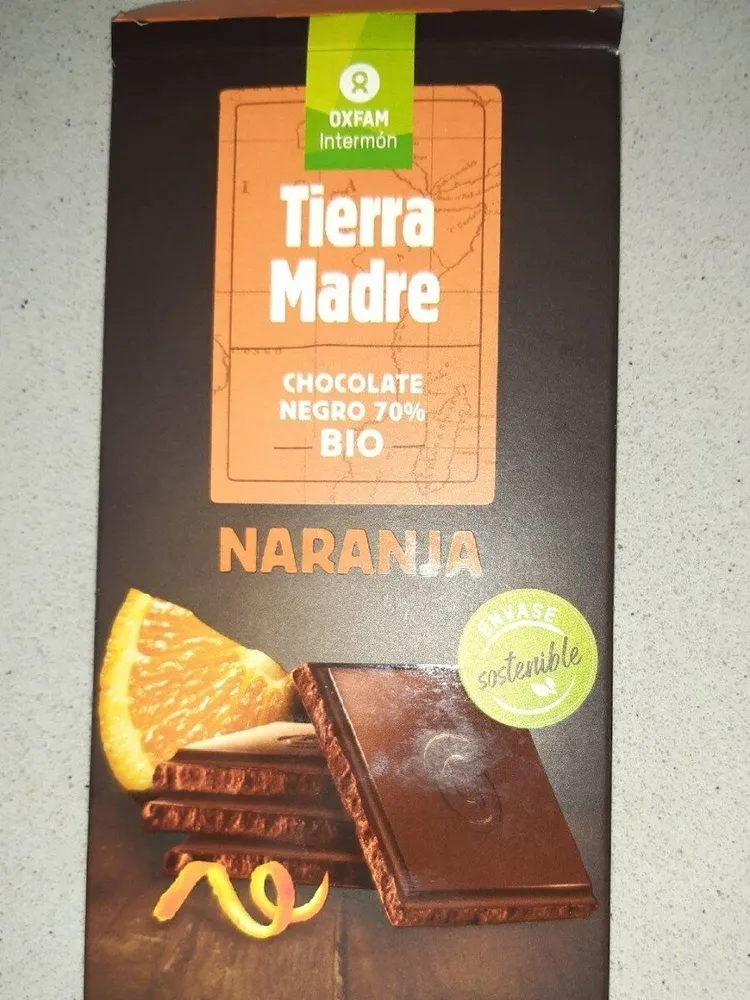 Tierra madre, chocolate negro 70% cacao con naranja