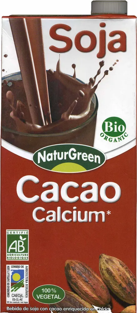Bebida de soja ecológica "NaturGreen" con cacao y calcio