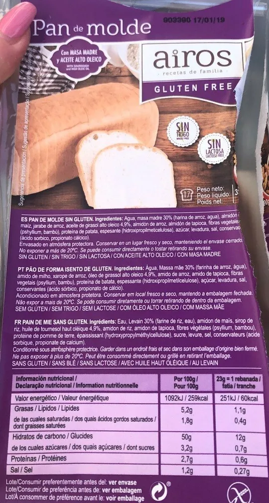 Pain de mie sans gluten