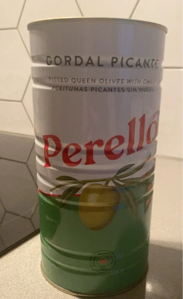 Pitted green olives with chili