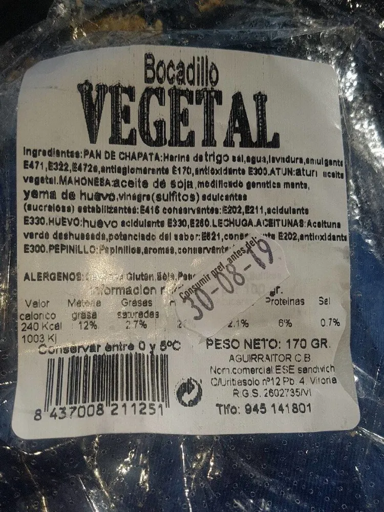 Bocadillo vegetal