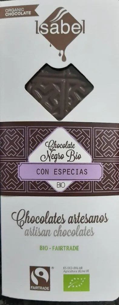 Chocolate negro bio con especias