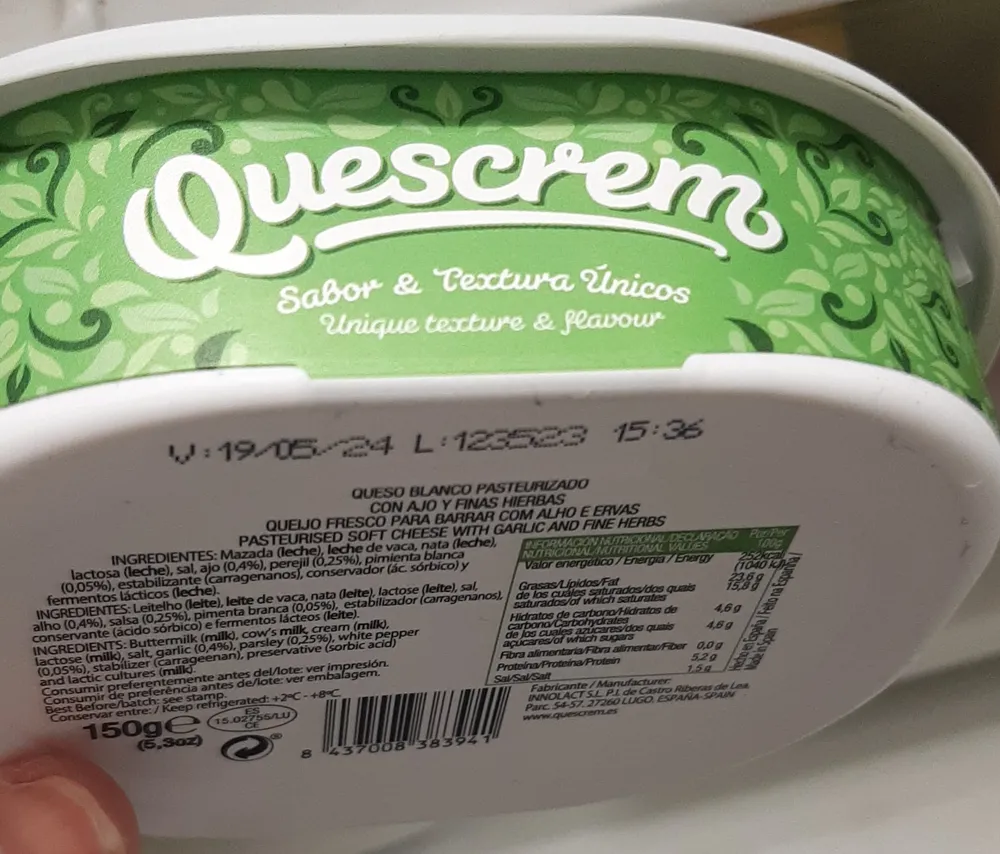 Queijo Fresco para Barrar com Alho e Ervas