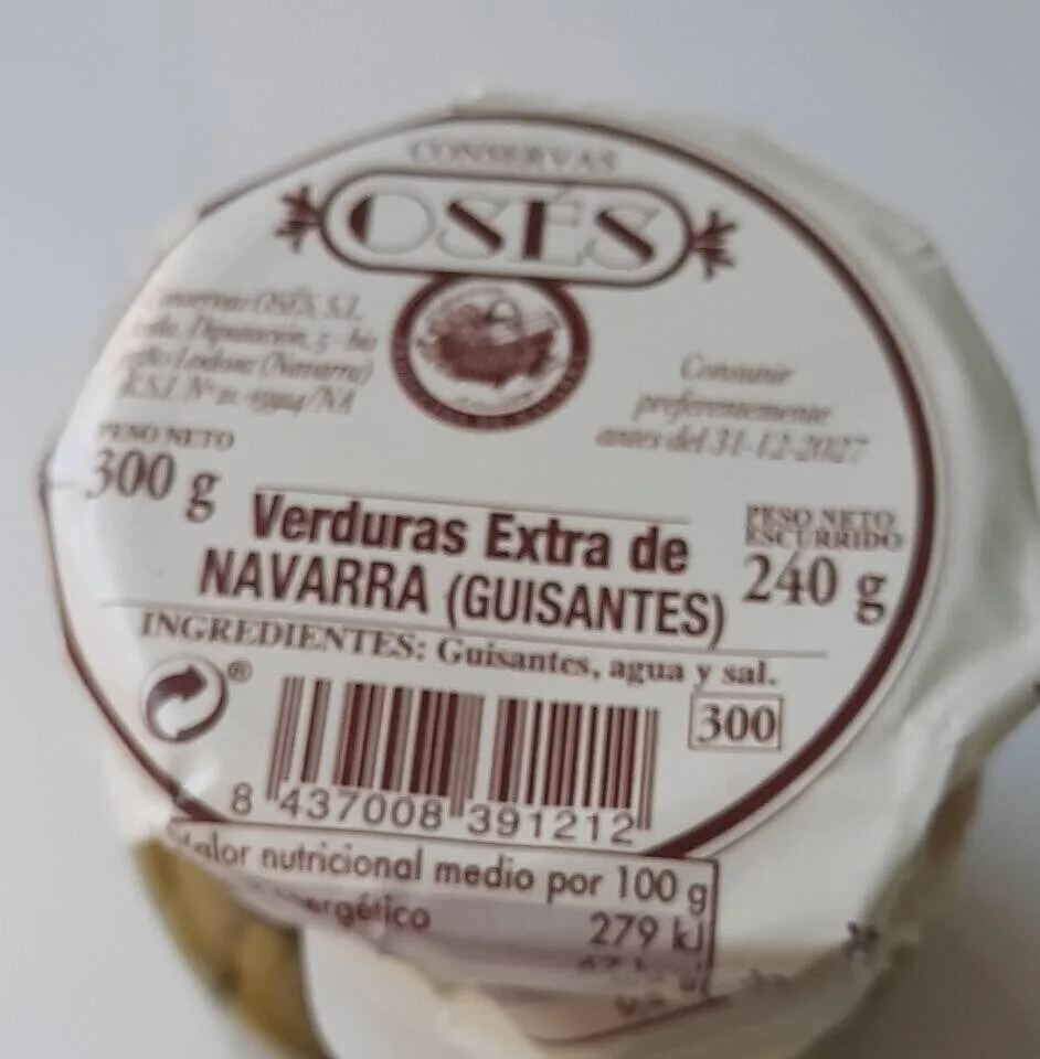 Verduras extra de Navarra guisantes
