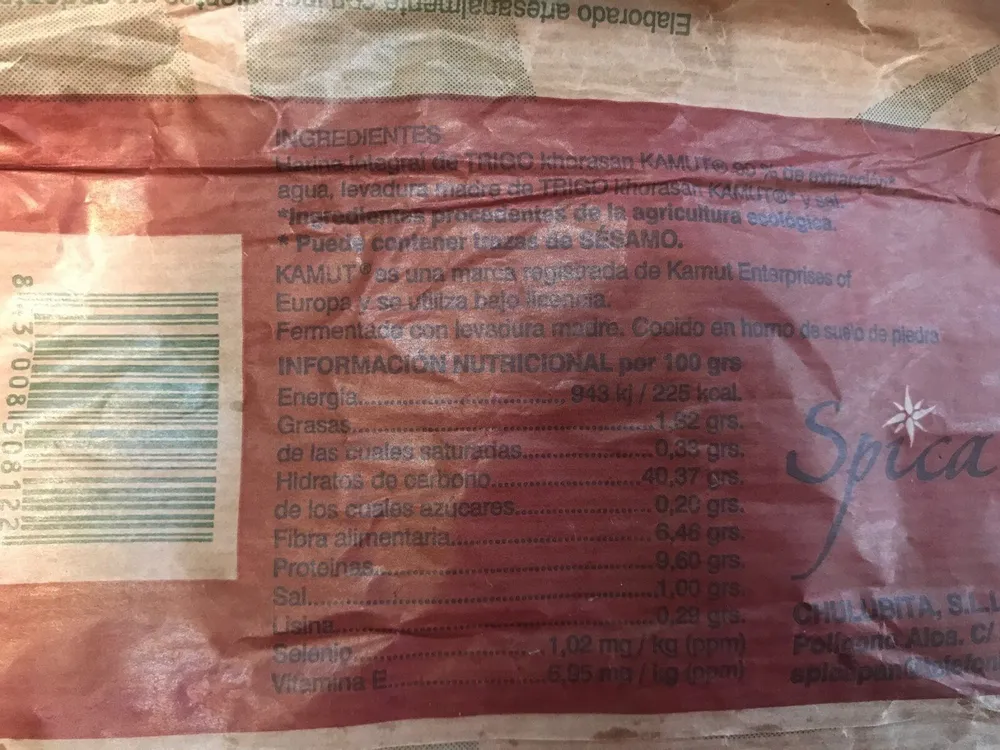 PAN DE TRIGO KHORASAN KAMUT