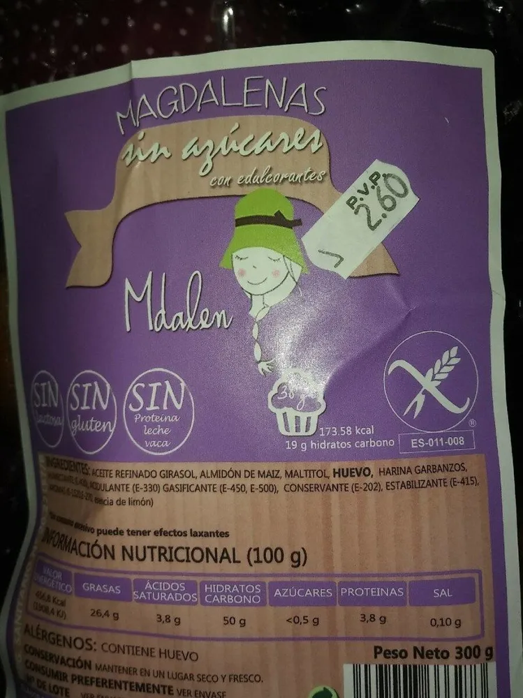 Magdalenas sin azucares con edulcorantes