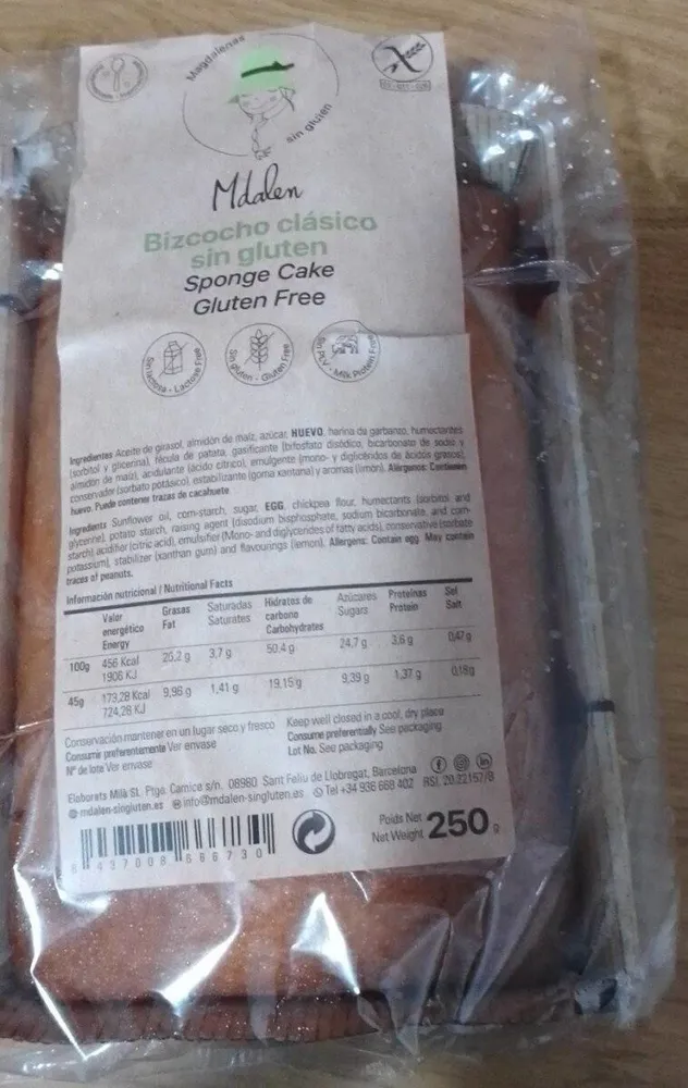 Bizcocho clásico sin gluten