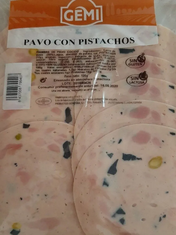 Pavo con pistachos