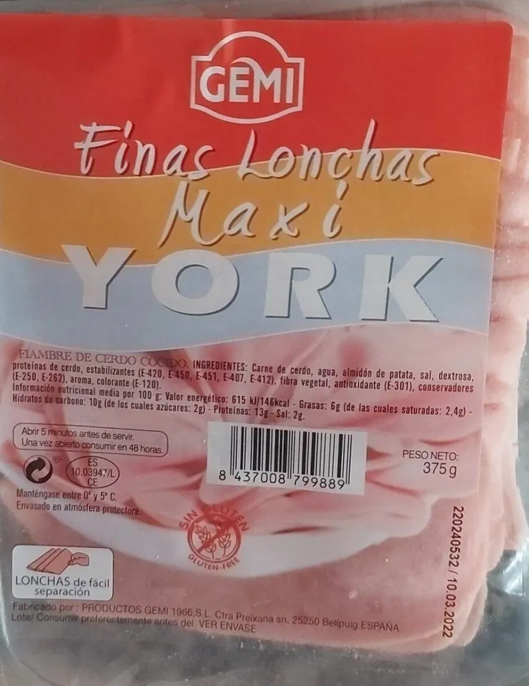 Finas lonchas maxi york