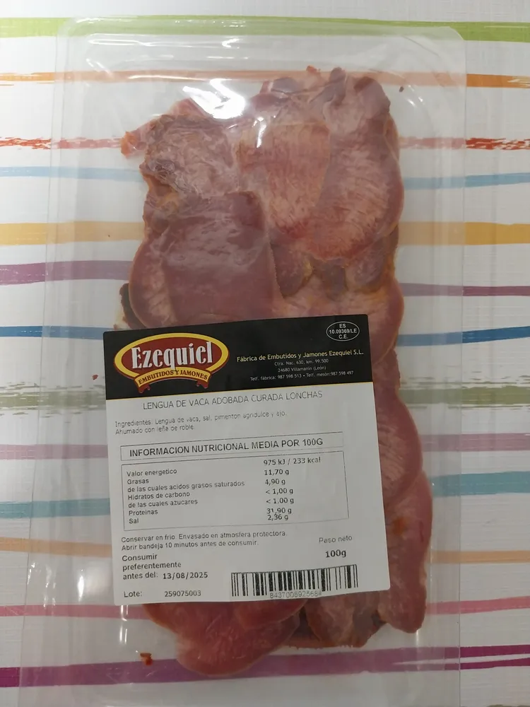 Lengua de vaca curada