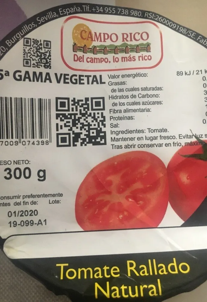 Tomate Rallado Natural